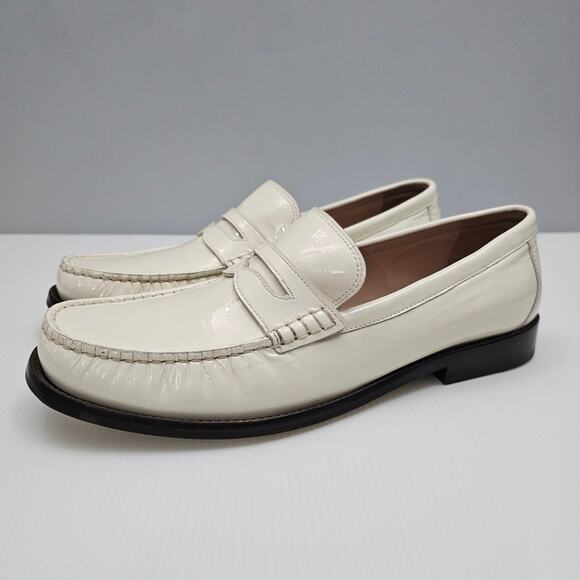 NEW Cole Haan Lana Lux Penny Loafer Womens 10 Cream Patent Leather Slip On Flat - Picture 1 of 15